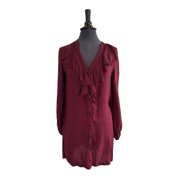 NWT PAIGE Isabelle Dress Rumba Red Check Raw Ruffle Size S - Picture 4 of 11